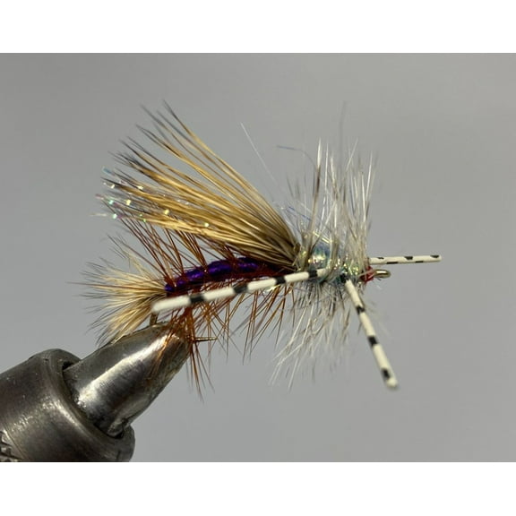 One Dozen (12) - Rubber Legged Crystal Stimulator - Purple - Dry Fly