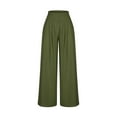 thumbnail image 7 of Summer Savings! Stamzod Women's Wide Leg Pants With Pockets High Waist Loose Linen Pants Fashion Solid Color Pleated Business Work Casual Pants On Clearance, 7 of 7