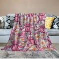 thumbnail image 2 of COMIO Super Soft Pink Throw Blanket Air Conditioner Blanket Monkey Warm Cozy Flannel Blanket Home Decor for Couch Bed Sofa, 2 of 6
