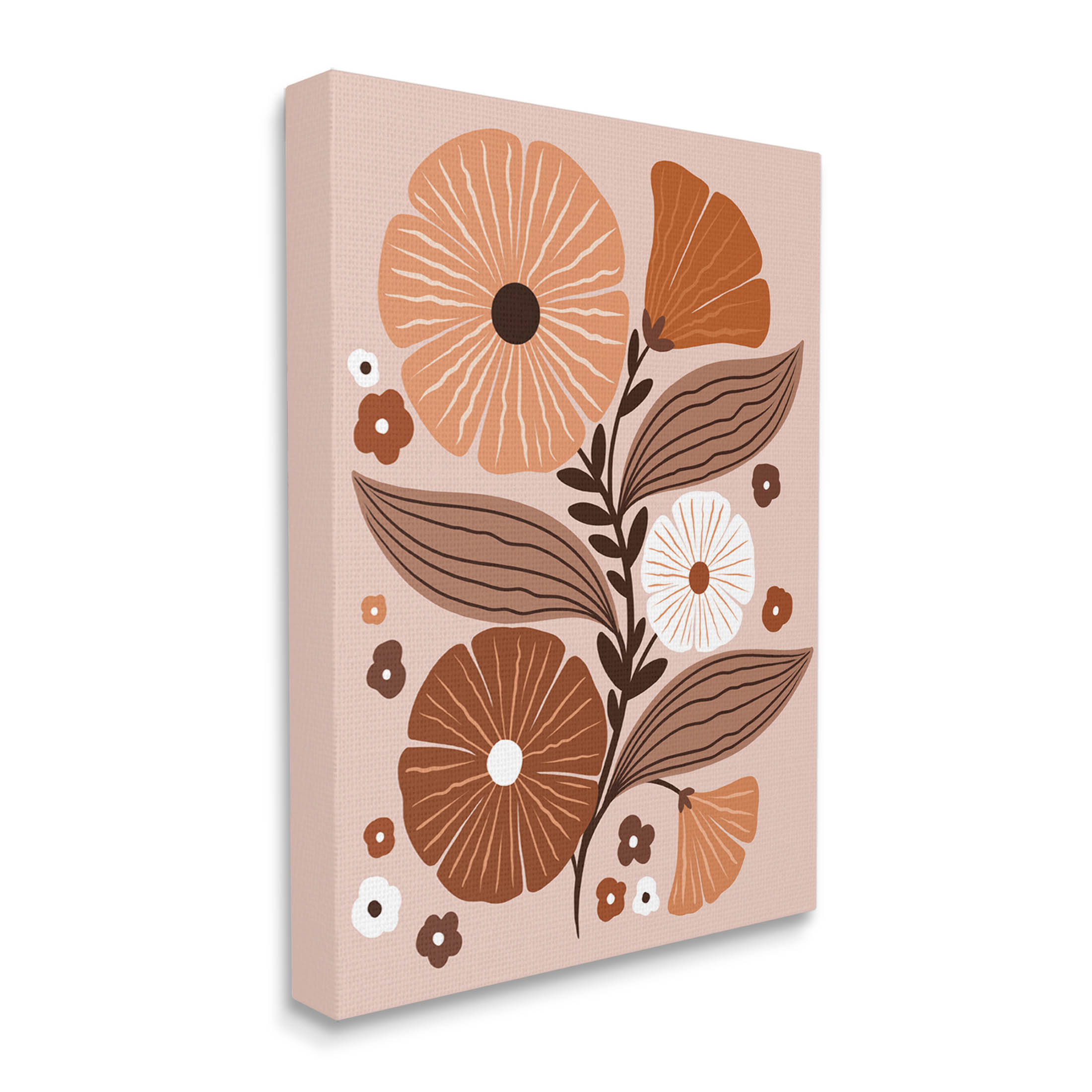 Neutral Tones Flower Shapes Botanical & Floral Graphic Art Gallery Wrapped Canvas Print Wall Art