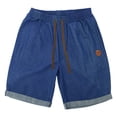 thumbnail image 6 of COSFO Casual Mens Bermuda Shorts Relaxed Fit Solid Wide Leg Denim Shorts Summer Drawstring Elastic Waist with Pockets Jeans Shorts, 6 of 9