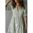 thumbnail image 5 of Women's Green Stripe Tasseled Tie Neck Ruffled Dress – Ideal for Casual Summer Outings, XL, 5 of 6