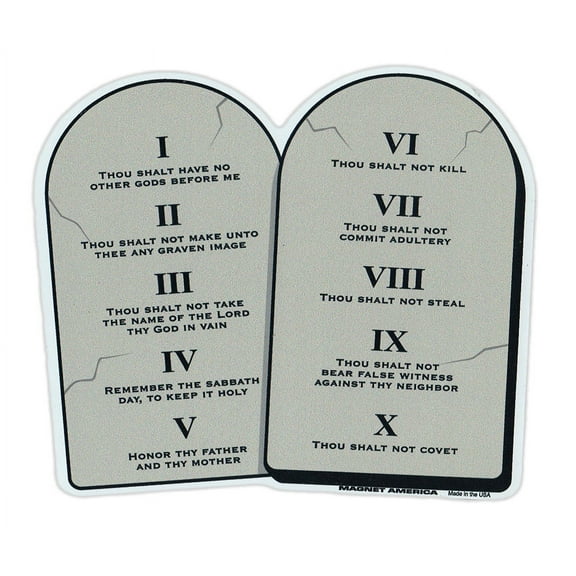 Magnetic Bumper Sticker, 10 Commandments on Stone Tablets, Religious Magnet, 5.5" x 4.5" Vinyl Automotive Magnet