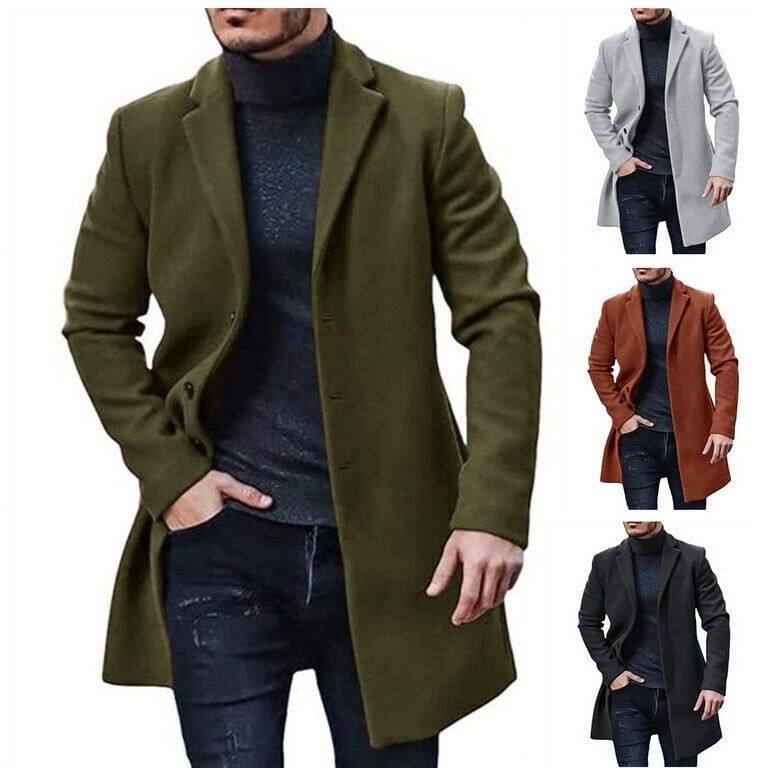 2023 New Woolen Coat Men's Woolen Mid Length Trench Coat 2023 New Woolen Coat Men's Woolen Mid Length Trench Coat
