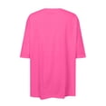 thumbnail image 5 of KHONTS Women’s Summer Casual T Shirts Short Sleeve Baggy Workout Tees 20s Solid Color Crew Neck Tops Hot Pink S, 5 of 5
