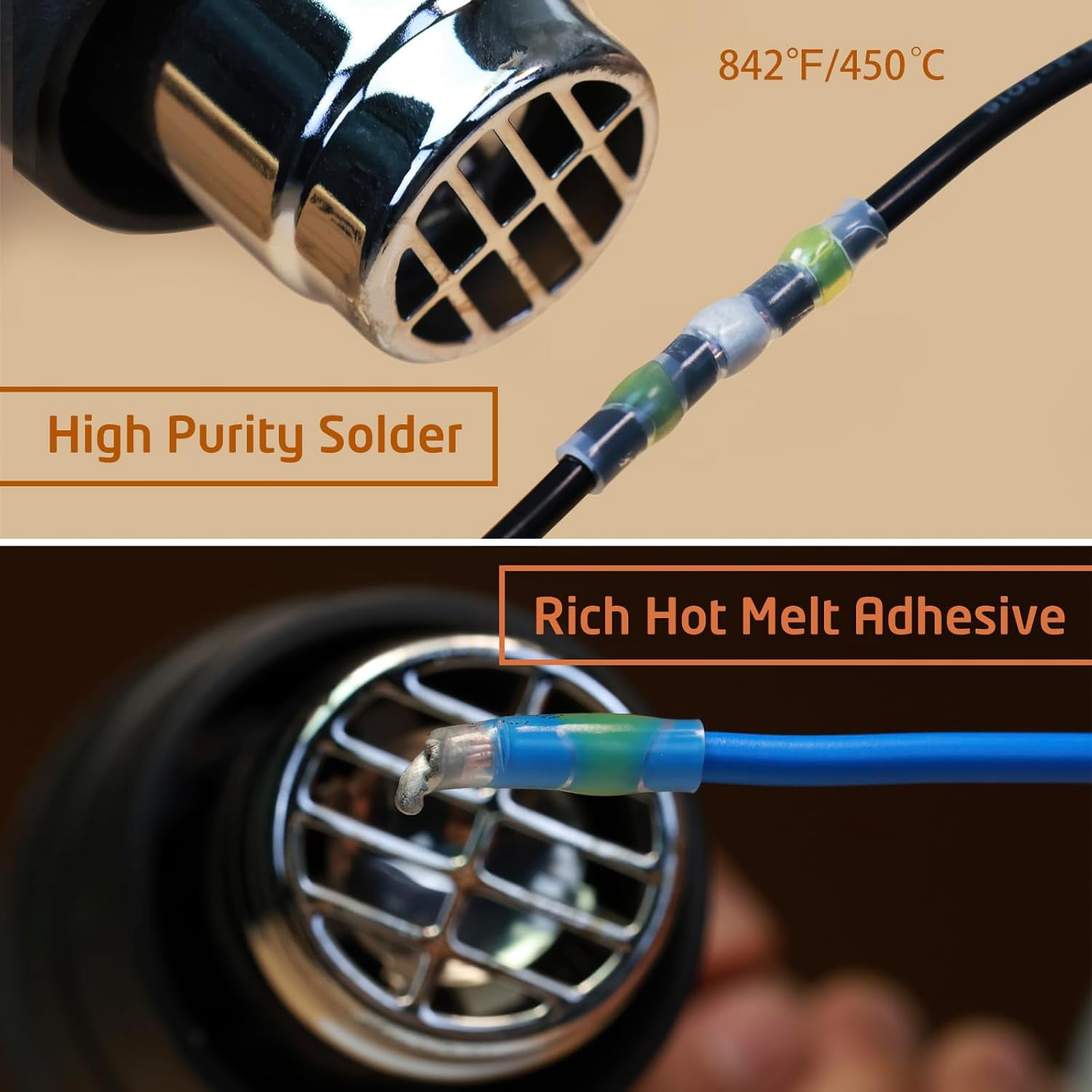 500 Pcs Heat Shrink Wire Connectors, Solder Seal Butt Connectors Kit Waterproof Marine Electrical Splice Terminals