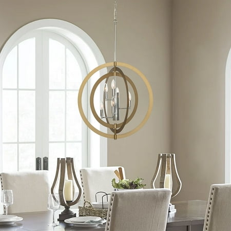 

Vanity Art 6 Light Globe Candle Style Chandelier Modern Hanging Lighting Ceiling Lights Fixtures for Dining Room Living Room Bed Room Kitchen Brass Dust/Chrome 22106BD-CH