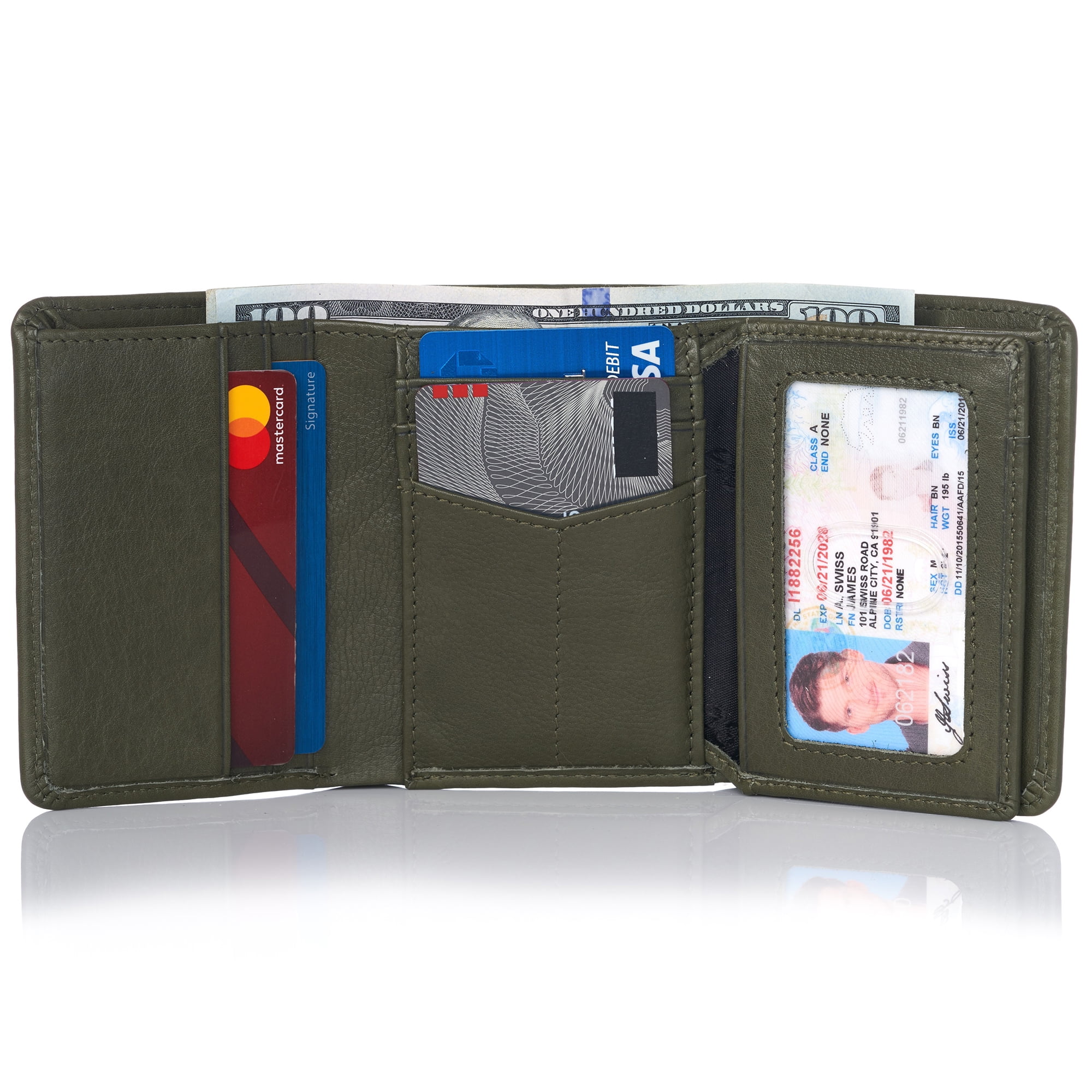 Alpine Swiss Alpine Swiss RFID Mens Wallet Deluxe Capacity Trifold