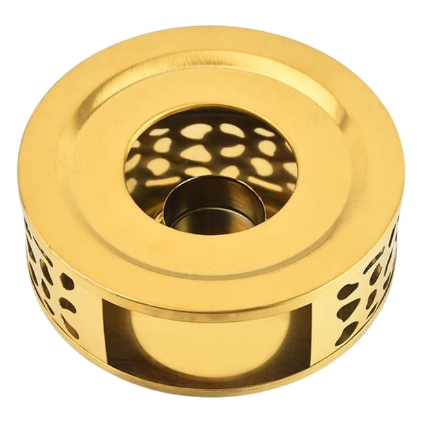 Soporte circular para tetera, calentador de tetera, acero inoxidable, diseño hueco, portavelas para Oro