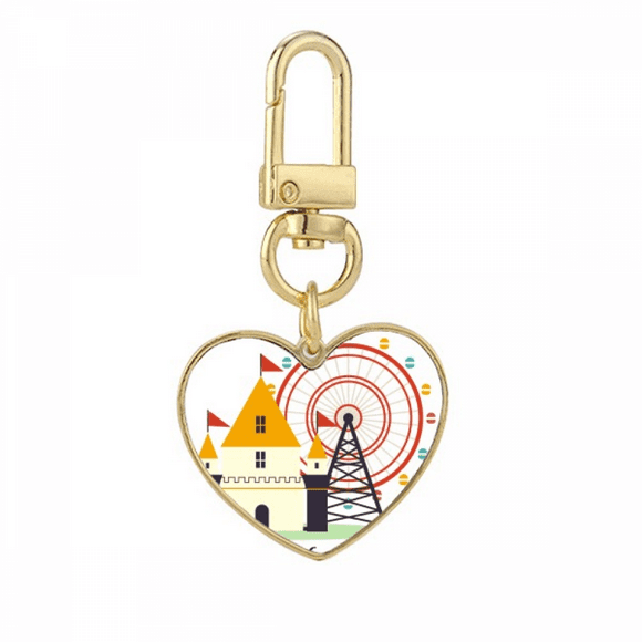 Visiting theme park in South Korea Gold Heart Keychain Metal Keyring Holder