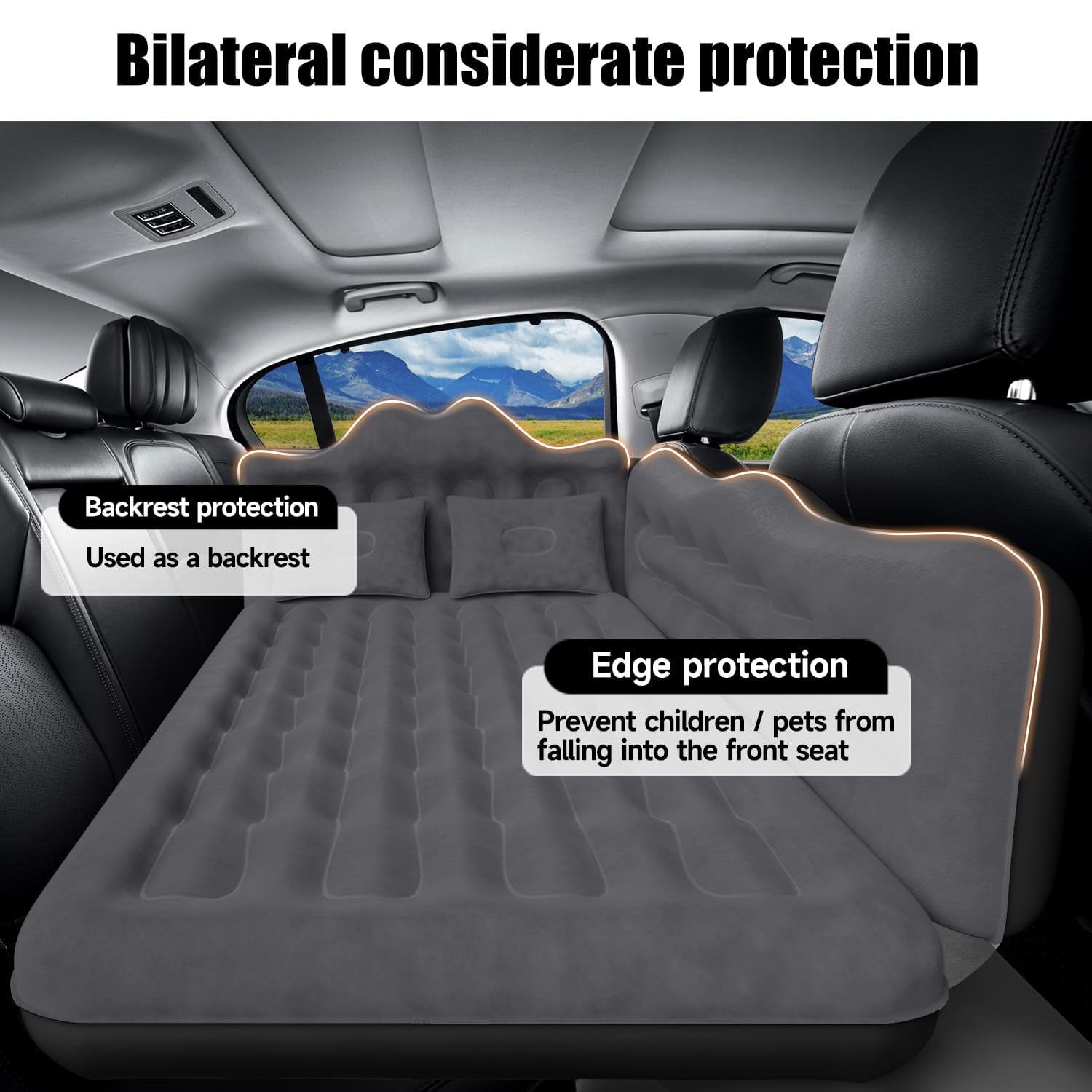 Backseat Car Air Mattress, Inflatable AirBed for SUV Back Seat Trunk Sleeping, Van Rear Seat Camping Sleeping Bed with Electric Air Pump