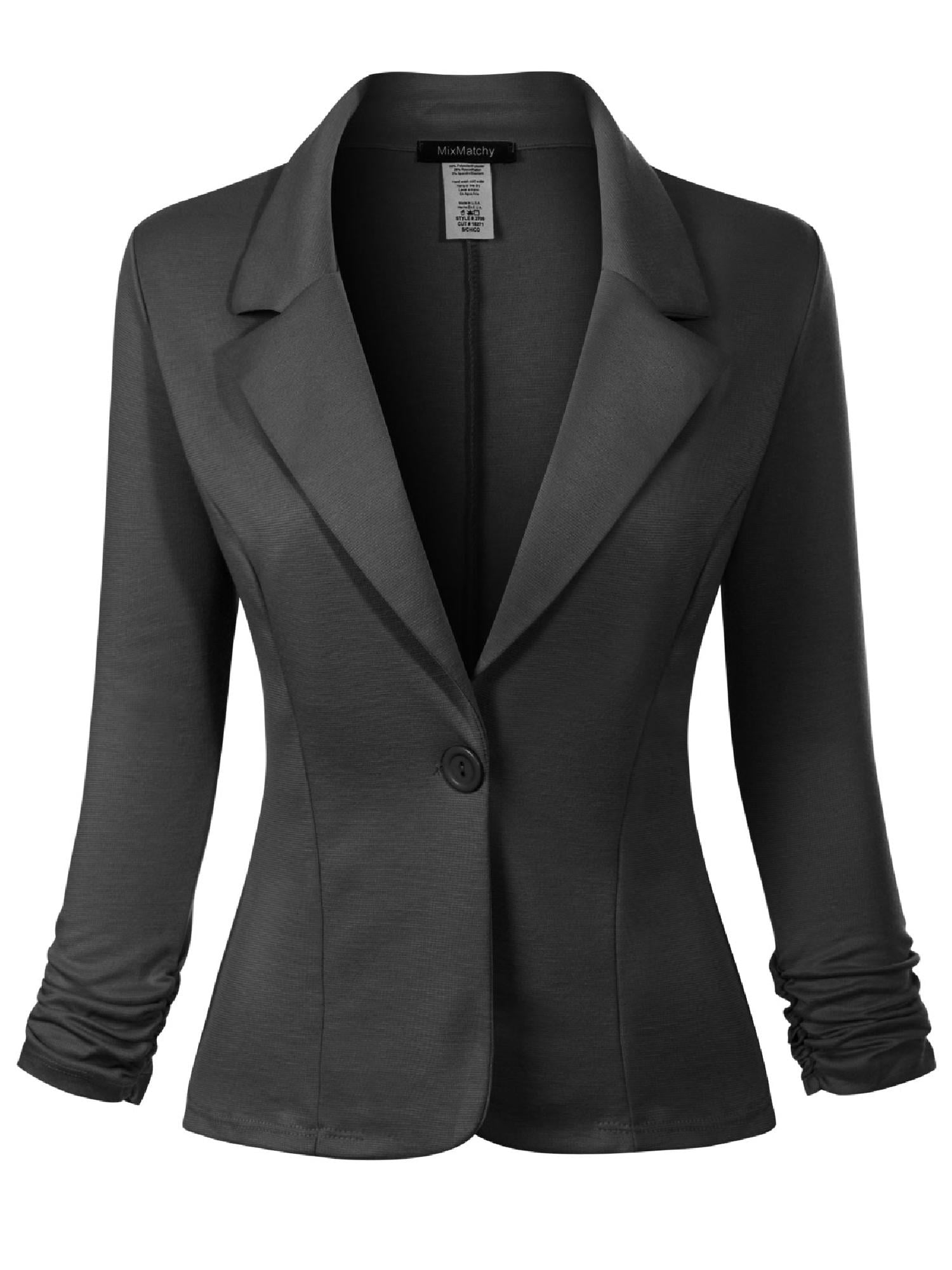 Made by Olivia Women's Classic Casual Work Solid Color Knit Blazer