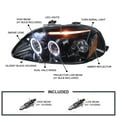 thumbnail image 3 of Spec-D Tuning Halo Projector Headlights Glossy Black Housing Smoke Lens Compatible with 1996-1998 Honda Civic, Left + Right Pair Headlamps Assembly, 3 of 5