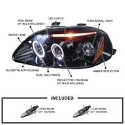 Spec-D Tuning Halo Projector Headlights Glossy Black Housing Smoke Lens Compatible with 1996-1998 Honda Civic, Left + Right Pair Headlamps Assembly