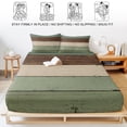 thumbnail image 5 of Twin XL Size Fitted Sheet Set - Green Brown 2 Piece Bedding Sets 16" Deep Pocket Fitted Sheet with 1 Pillowcases, Country Wood Grain Abstract Stripe Brushed Microfiber Hotel Luxury Bed Sheets, 5 of 9