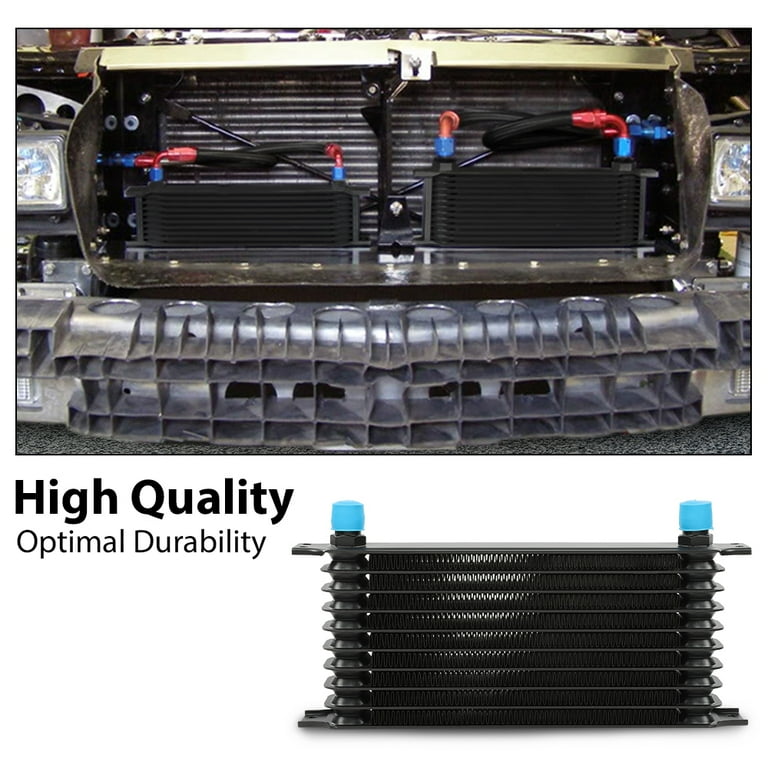 15ROW 10 AN POWDER COATED ALUMINUM ENGINE TRANSMISSION RACING OIL COOLER BLACK E - Foto 9
