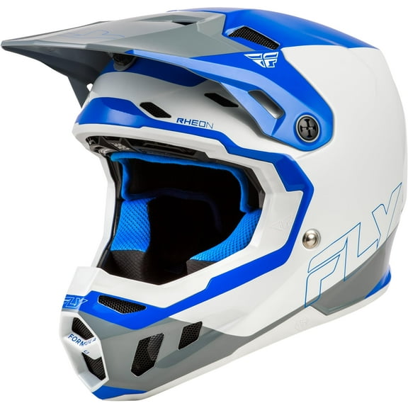 FLY Racing 2026 Formula CC Glide MX Helmet ECE/DOT Approved, Lightweight Polycarbonate Shell, Advanced Protective Motocross Gear - Blue/Light Grey/Grey, Medium