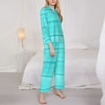 thumbnail image 3 of Wukai Turquoise Wooden Print Women's Pajama Set,PJ Set,Lounge Sets For Women Soft Long Sleeve Sleepwear Comfort and Style-Small, 3 of 7