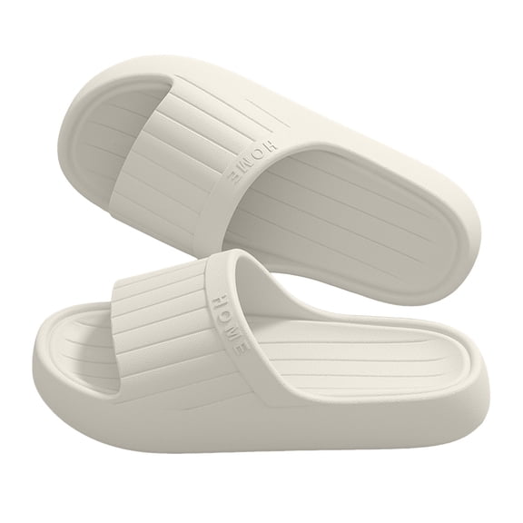 Platform Slides for Men Women Lightweight Indoor Home Slip on House Slippers Casual Antislip Bathroom Shower Shoes Summer Outdoor Beach Shoes White Size 6