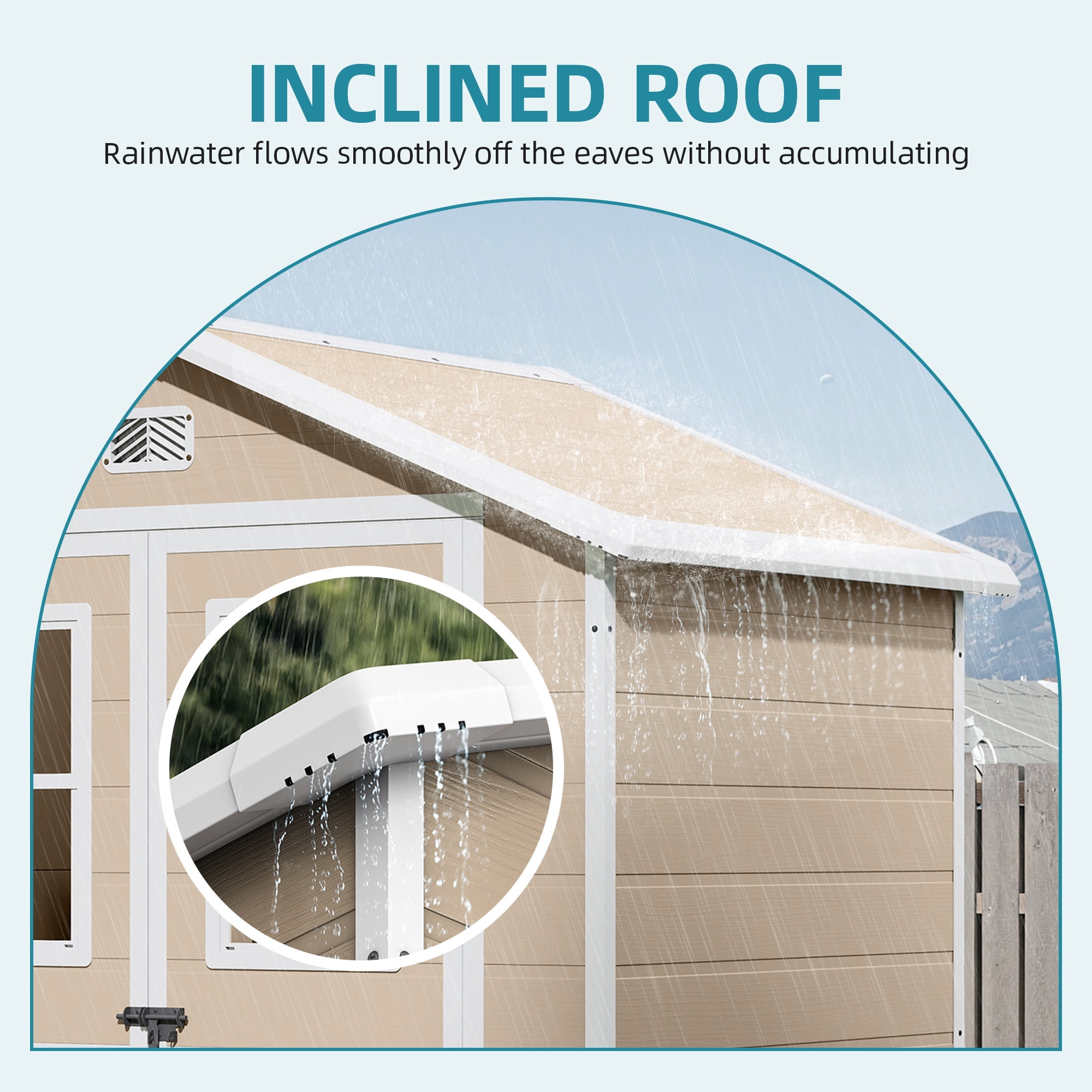 Uforic 6x4.4 FT Double-Wall Resin Outdoor Storage Shed, Plastic Garden Tool Shed with 2 Windows & Lockable Door, Waterproof Storage House for Lawn Mower, Backyard Patio Lawn, Greige & White