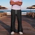 thumbnail image 5 of Men's Baggy Sweatpants Athletic Loose Wide Leg Elastic Waist Lounge Relaxed Open Bottom Joggers Pants with Pockets Black 2XL, 5 of 7
