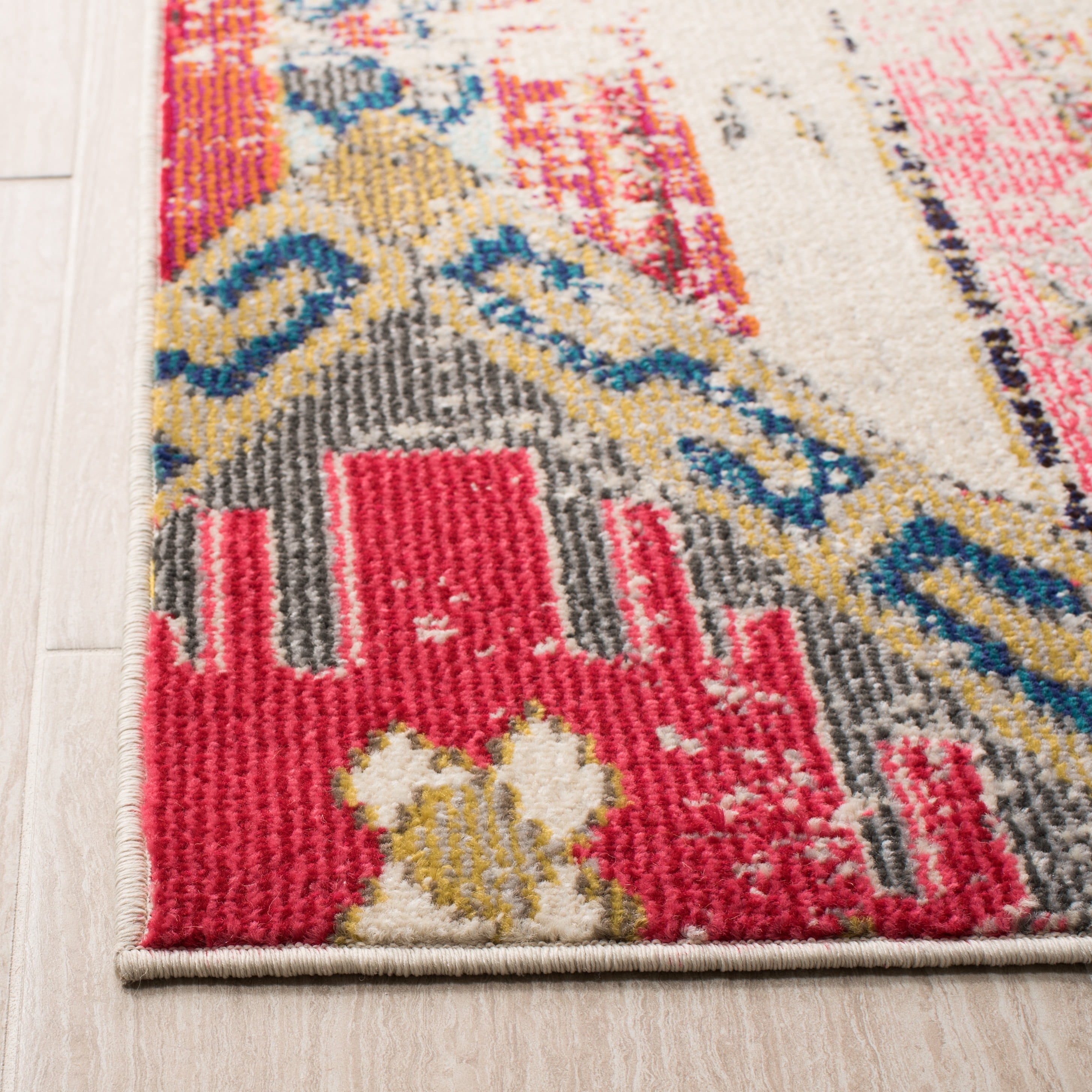 SAFAVIEH Madison Christabella Abstract Runner Rug, Grey/Orange, 2'2" x 18'
