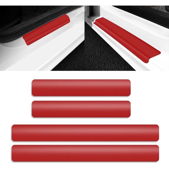 Xotic Tech Car Door Edge Guards Door Sill Protector Film Automotive Anti-Collision Carbon Fiber Vinyl Wrap Stickers for Most Cars Accessories (3D Red 2.7Inch Wide, 2Ft/1.25Ft)