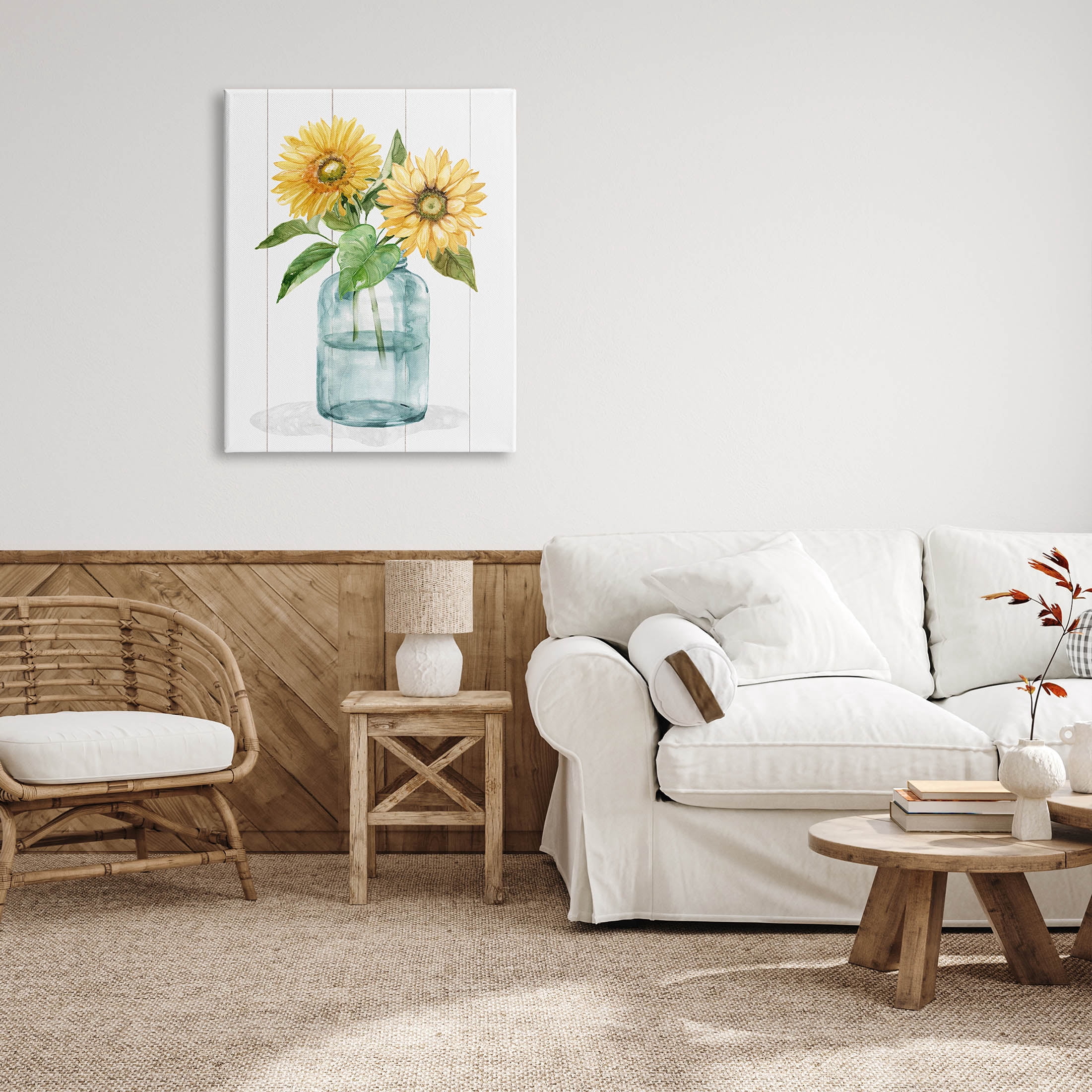 Stupell Industries Cottage Sunflower Blossom Vase Graphic Art Gallery Wrapped Canvas Print Wall Art, Design by Livi Finn