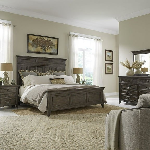 Liberty Furniture Industies, INC Paradise Valley Queen Panel Bed, Dresser & Mirror, Night Stand - Saddle Brown