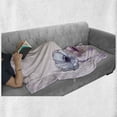 thumbnail image 6 of Anemone Flower Soft Flannel Fleece Throw Blanket, Retro Grunge Display with Graphic Anemone Field Buds Leaves, Cozy Plush for Indoor and Outdoor Use, 70" x 90", Baby Blue Pale Pink, by Ambesonne, 6 of 6