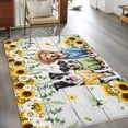 thumbnail image 4 of Area Rug 48×72in, Watercolor Country Dogs Floor Carpet Living Room Rug, Sunflowers Daisy on Wood Non-Slip Welcome Mat Indoor Rugs for Bedroom Dining Room, 4 of 9