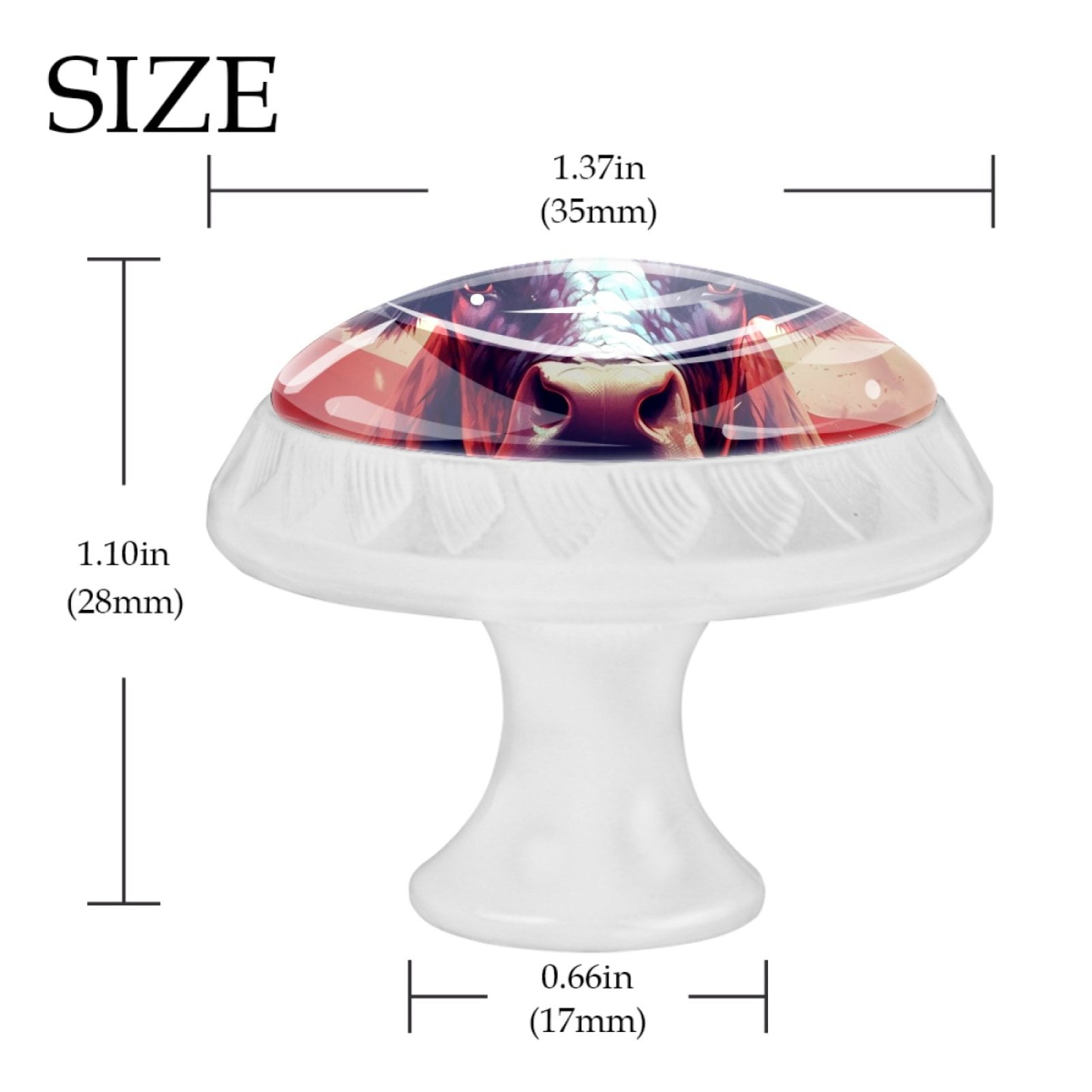 4 Pcs Cow American Flag Knobs for Kitchen Cabinet Cupboard Dresser Bookcase Drawer Pulls Handles Round Home Decor