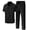Black, variant on Men's 2 Piece Outfit Summer Beach Button Down Shirt Pants Casual Set White L