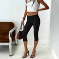 thumbnail image 2 of Yifymode Women's Low Rise Foldover Capri Yoga Leggings Y2K Slim Fit Stretchy Capri Pants Athletic Gym Lounge Pants,Black XL, 2 of 4