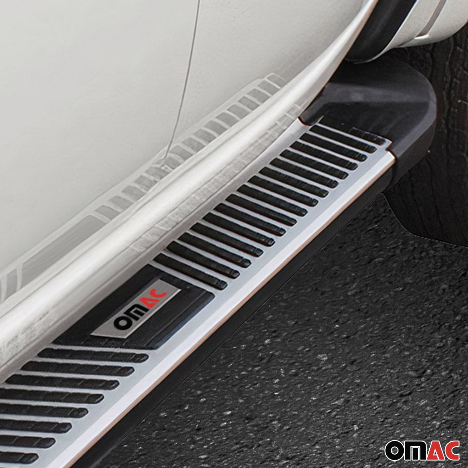 OMAC Side Step Nerf Bars Running Boards for Toyota RAV4 2006-2012 Black Silver 2Pcs