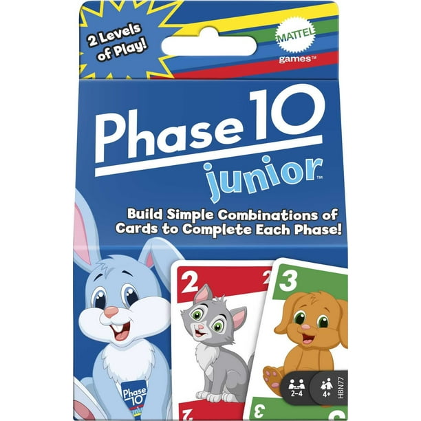 Phase 10 Junior Card Game for 2-4 Players, 4 Year Olds & up 