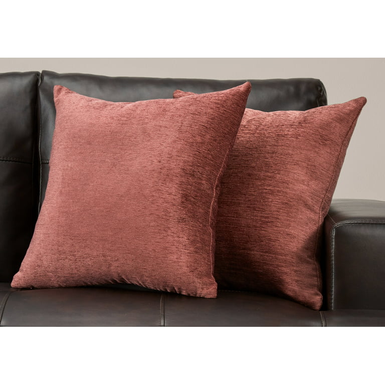 Pillows, Set Of 2, 18 X 18 Square, Insert Included, Decorative Throw, Accent,  Sofa, Couch, Bedroom, Brown Hypoallergenic Polyester, Modern
