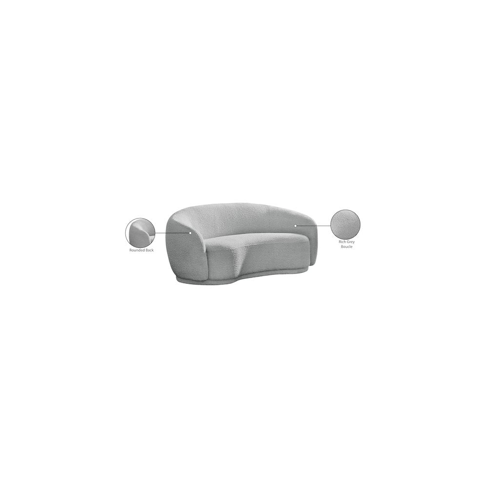 Meridian Furniture Hyde Grey Boucle Fabric Loveseat