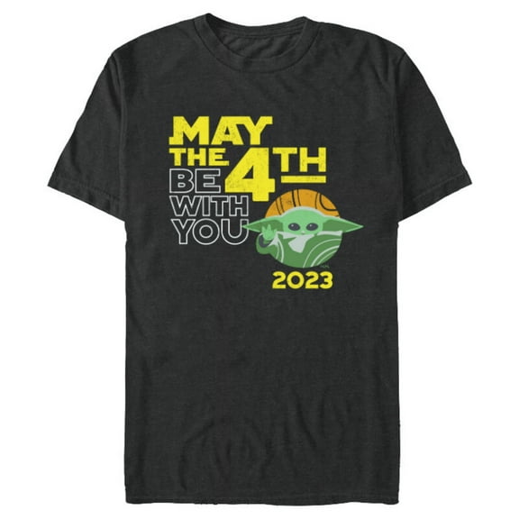 Star Wars Day May the 4th Be With You 2023 Grogu Distressed - Short Sleeve Blended T-Shirt for Adults - Customized-Dark Heather