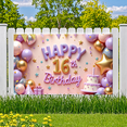 thumbnail image 4 of Colorful Balloons Sweet 16 Banner Glitter Stars Festive Design Birthday Celebration Backdrop for Party Decoration Photography Event, 4 of 7
