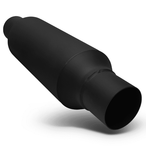 Magshion Exhaust Muffler with Butt Joint Clamp Black Stainless Steel Straight-Through for 2.25" Inlet/Outlet Exhaust Pipe
