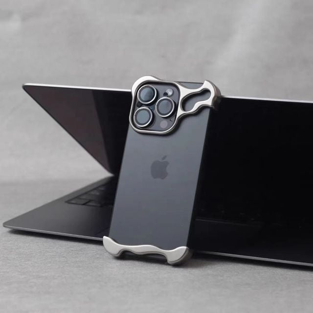 Metal Frameless Titanium Alloy Phone Case For iPhone 15 14 13 12 Pro Max Plus Shaped Lens Protective Film Antidrop Protective