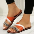 thumbnail image 5 of Nrmvnmi Women's Slippers Summer Open Toe Slippers Sandals Independent Standing Snake Patterned Flat Bottomed Beach Shoes Orange Mothers Day Gifts, 5 of 8