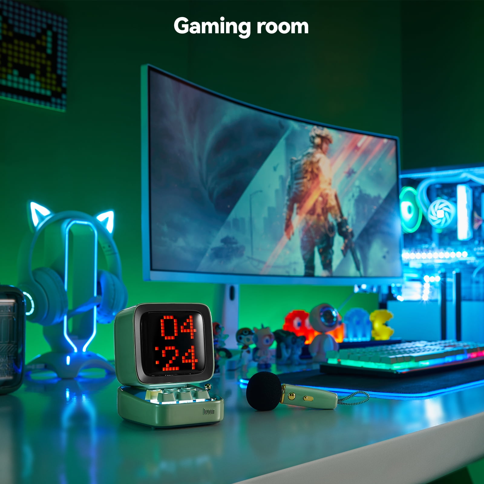 Divoom Ditoo-Mic Pixel Art Portable Bluetooth Speaker for PC with Wireless  Karaoke Microphone, 15W, Green - Walmart.com