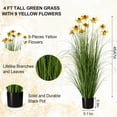 thumbnail image 2 of 2-Pack 47in/4ft Artificial Grass with Yellow Fake Flowers, Potted Faux Floor Plant, Realistic Tall Greenery for Patio Porch Living Room Garden Decor, 2 of 5