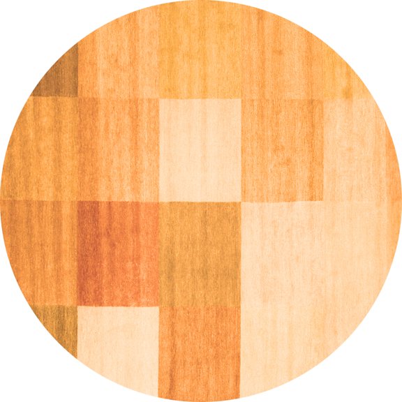 Ahgly Company Indoor Round Checkered Orange Modern Area Rugs, 3' Round