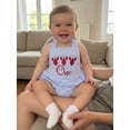 thumbnail image 3 of BemeyourBBs Infant Baby Girl First Birthday Crawfish Outfit Summer 1 Years Old Birthday Clothes Baby Striped Halter Ruffle Romper Lobster Embroidery Sleeveless Jumpsuit Bodysuit Playsuit, 3 of 9