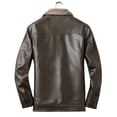 thumbnail image 6 of Atkumj Mens Bomber Jacket Fashion Turn Down Collar Zip Up Outdoor Faux Leather Jacket Casual Solid Color Fleece Lined Warm Jackets for Men XL, 6 of 10