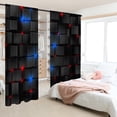 thumbnail image 3 of WNOOHIY Fashion Abstract Geometry Future Style Square Cube Privacy Light-filtering Window Curtains for Bedroom and Living Room, 2 Panels, 3 of 8