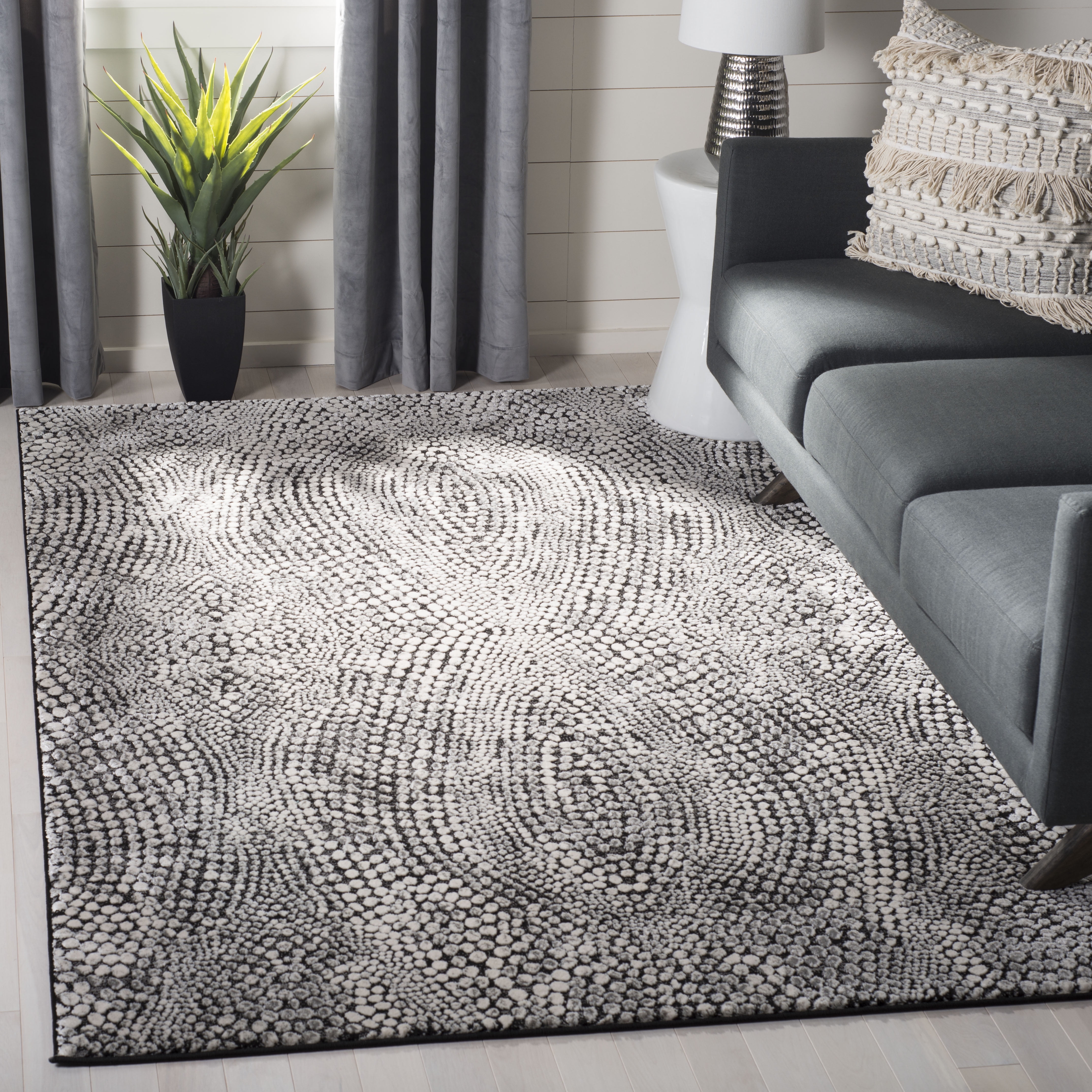 SAFAVIEH Lurex Gorden Abstract Area Rug, Black/Light Grey, 3' x 5'